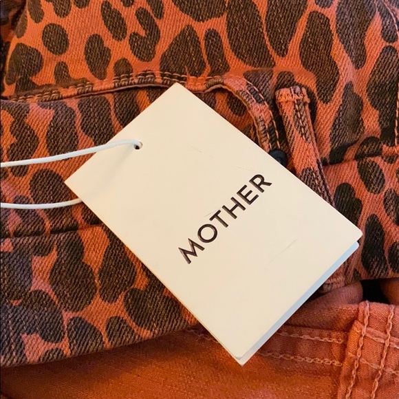 NWT MOTHER ORANGE LEOPARD PRINT HIGH WAIST JEANS - Picture 6 of 8